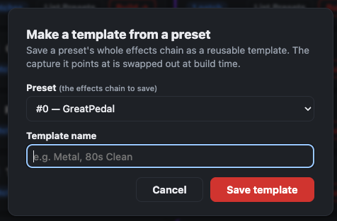 从 preset 创建模板