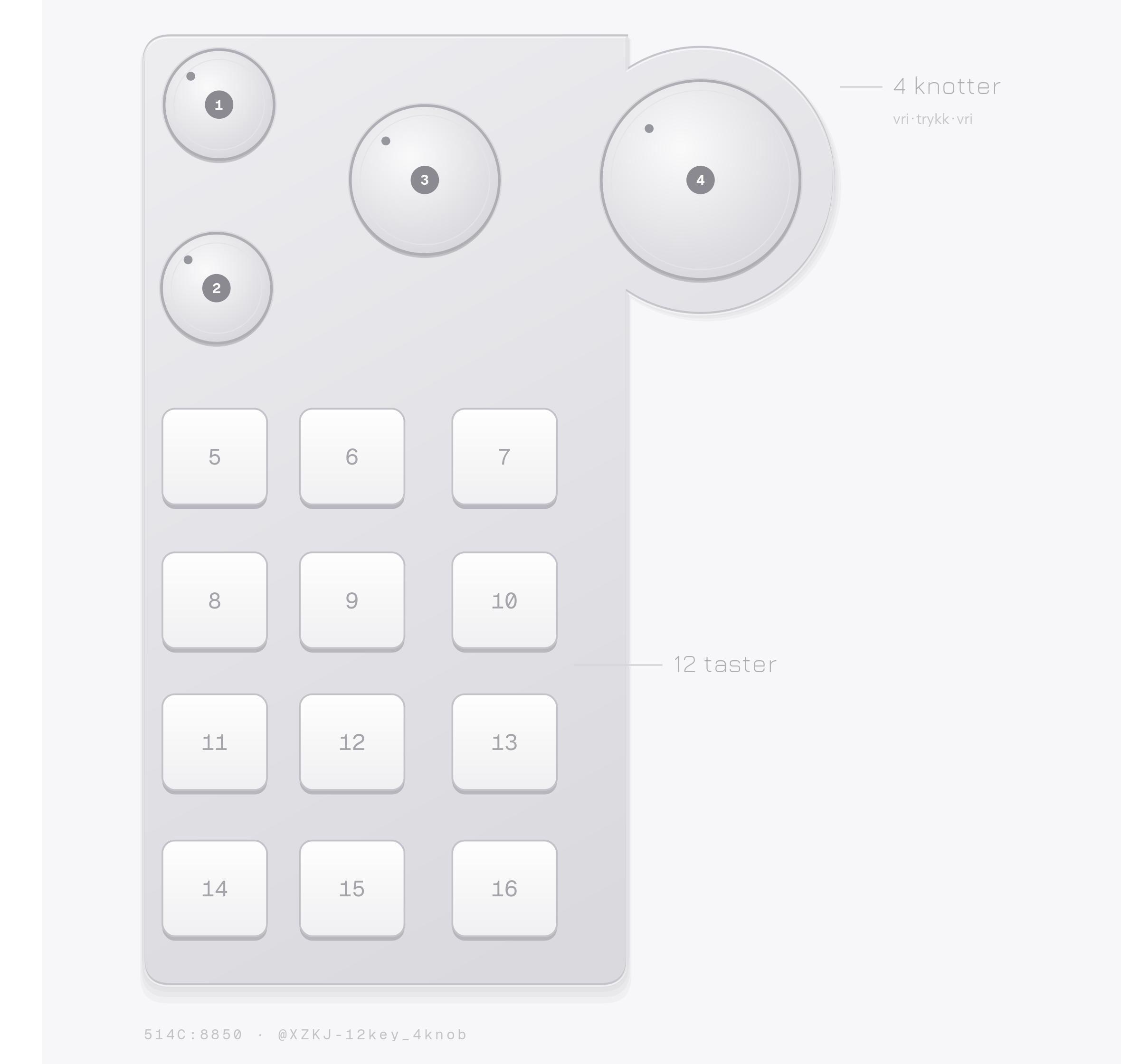 XZKJ 12-key/4-knob makropad