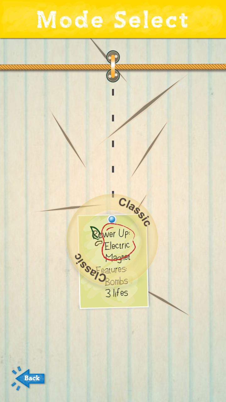 Clean-room Pencil Blade reconstruction showing the settled Classic card on Mode Select at 720 by 1280.
