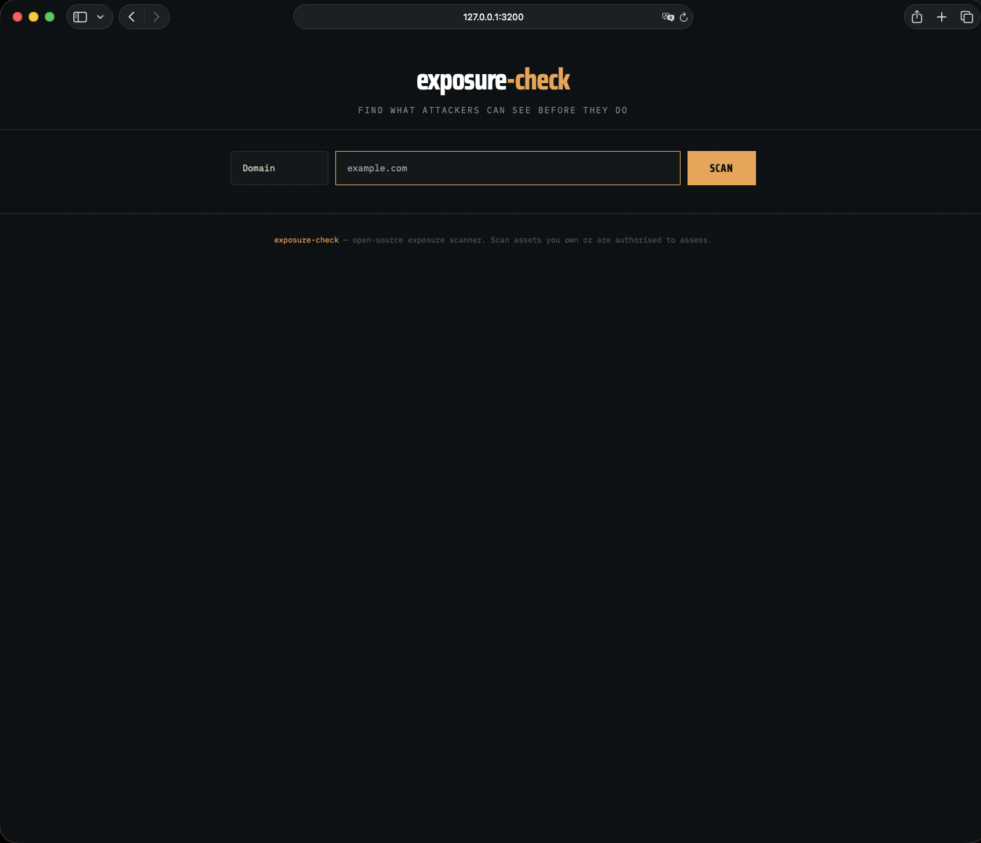 Dashboard — scan form