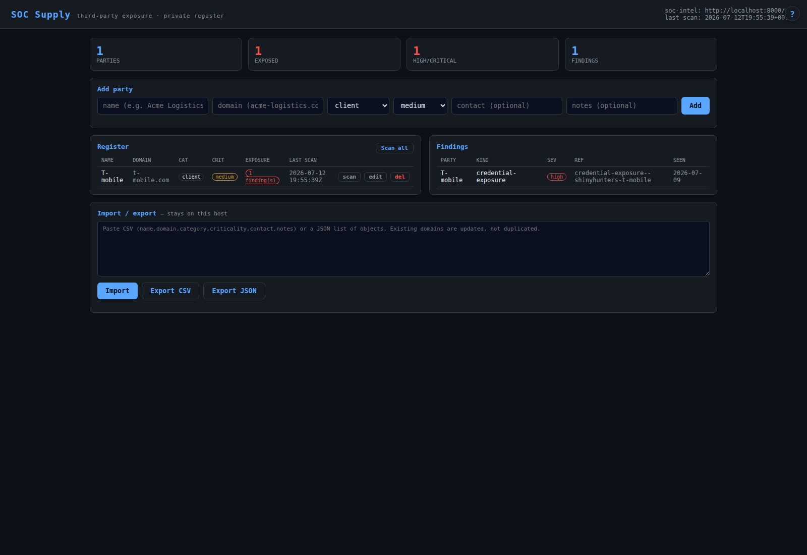 soc-supply dashboard screenshot
