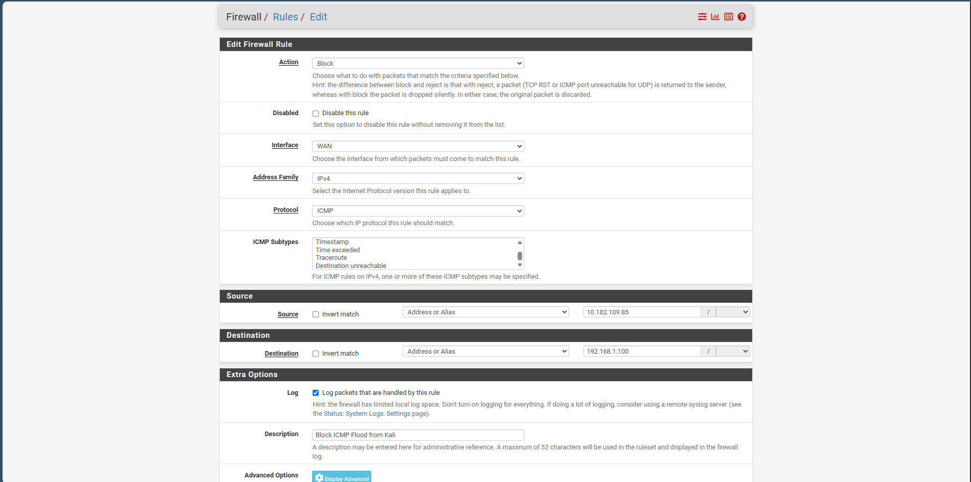 Firewall Rule Configuration