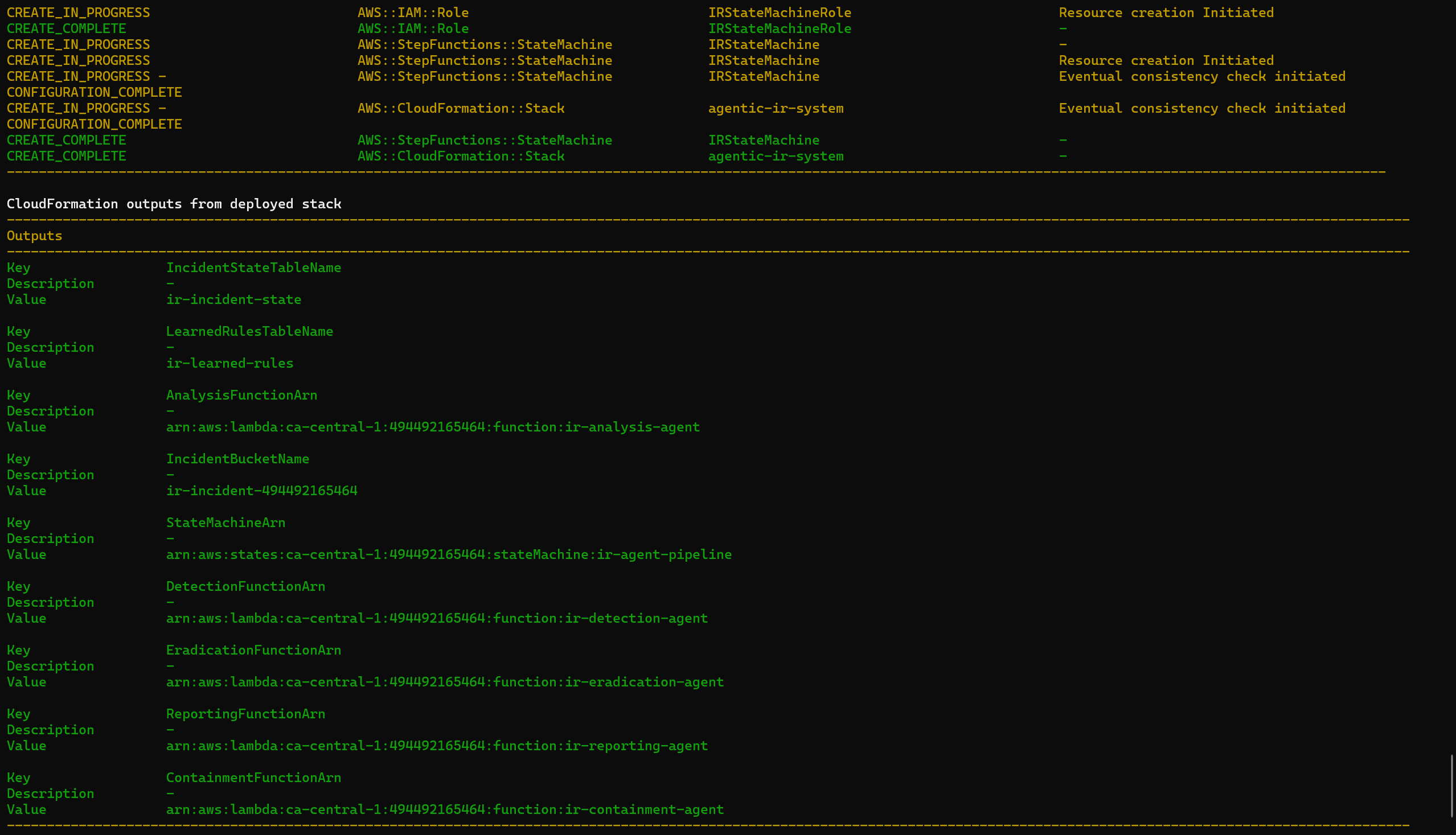 deploy outputs