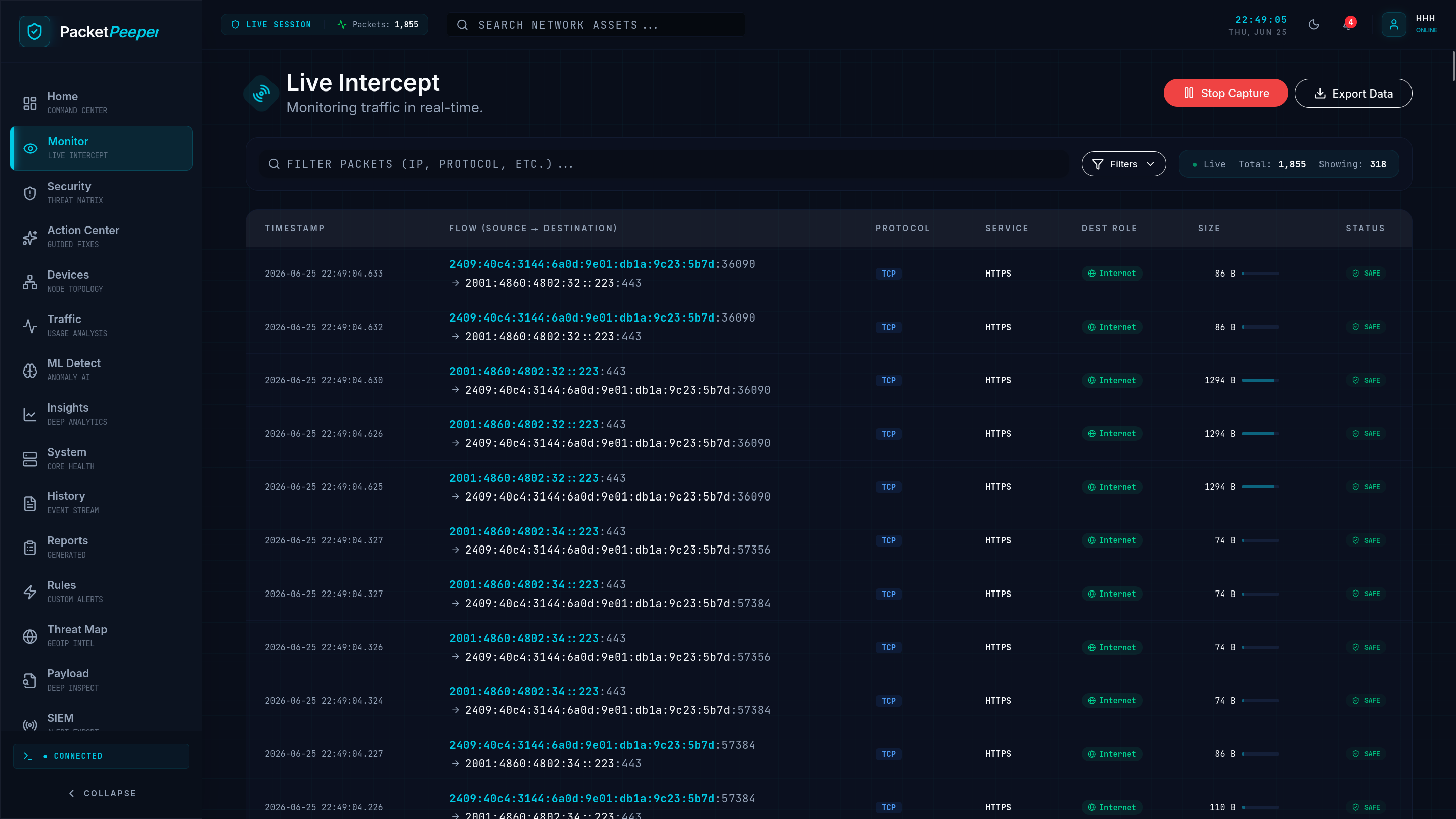 Packet Monitor Dashboard