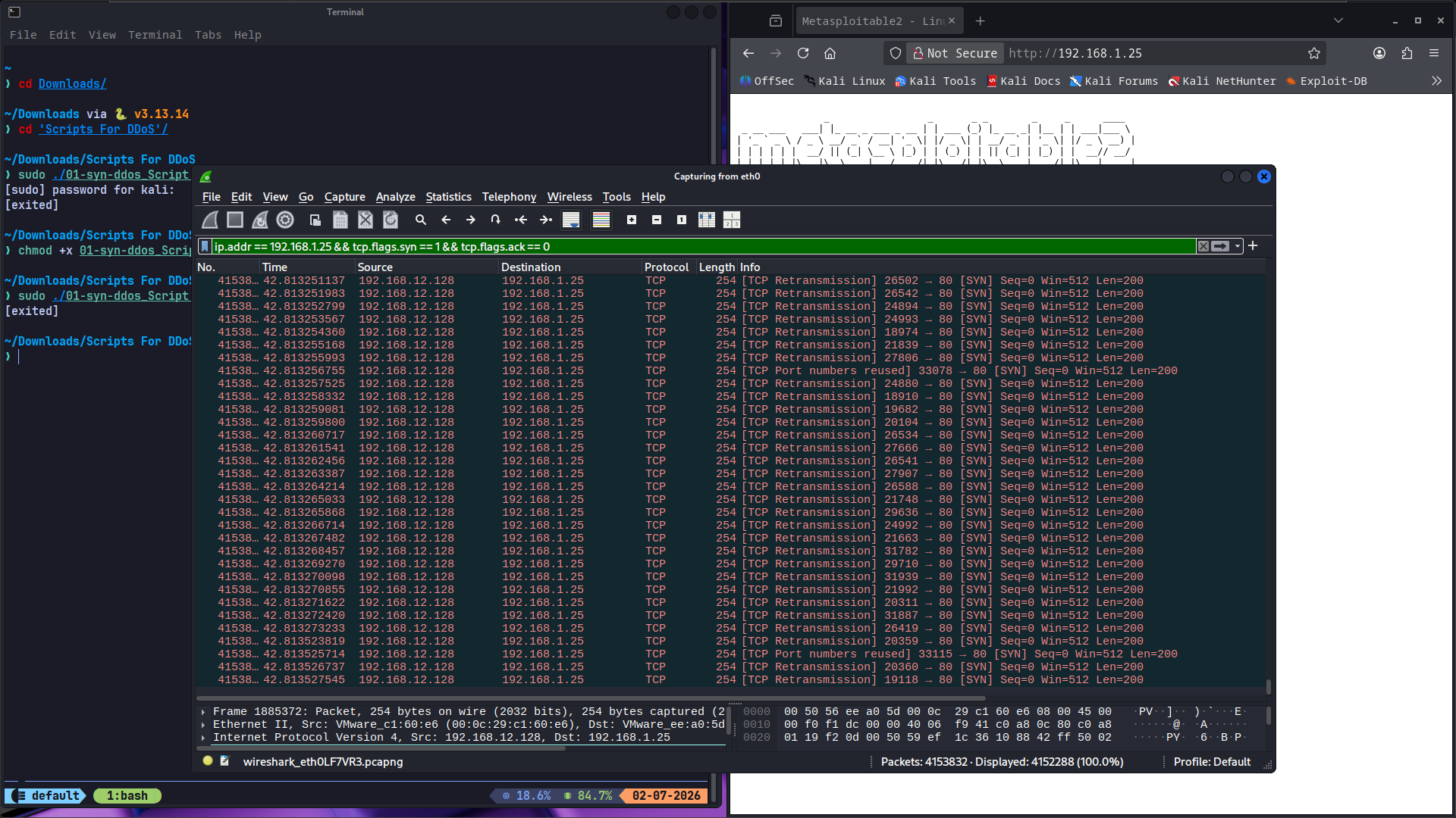 SYN Flood Simulated DDoS