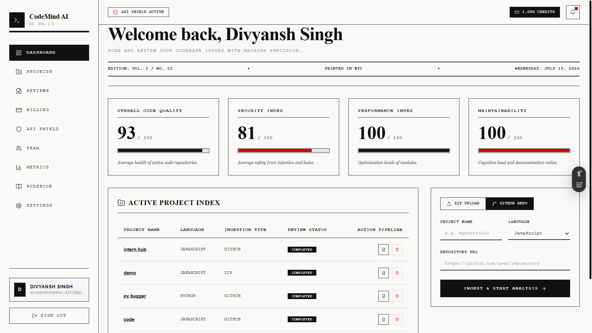 Dashboard Screenshot