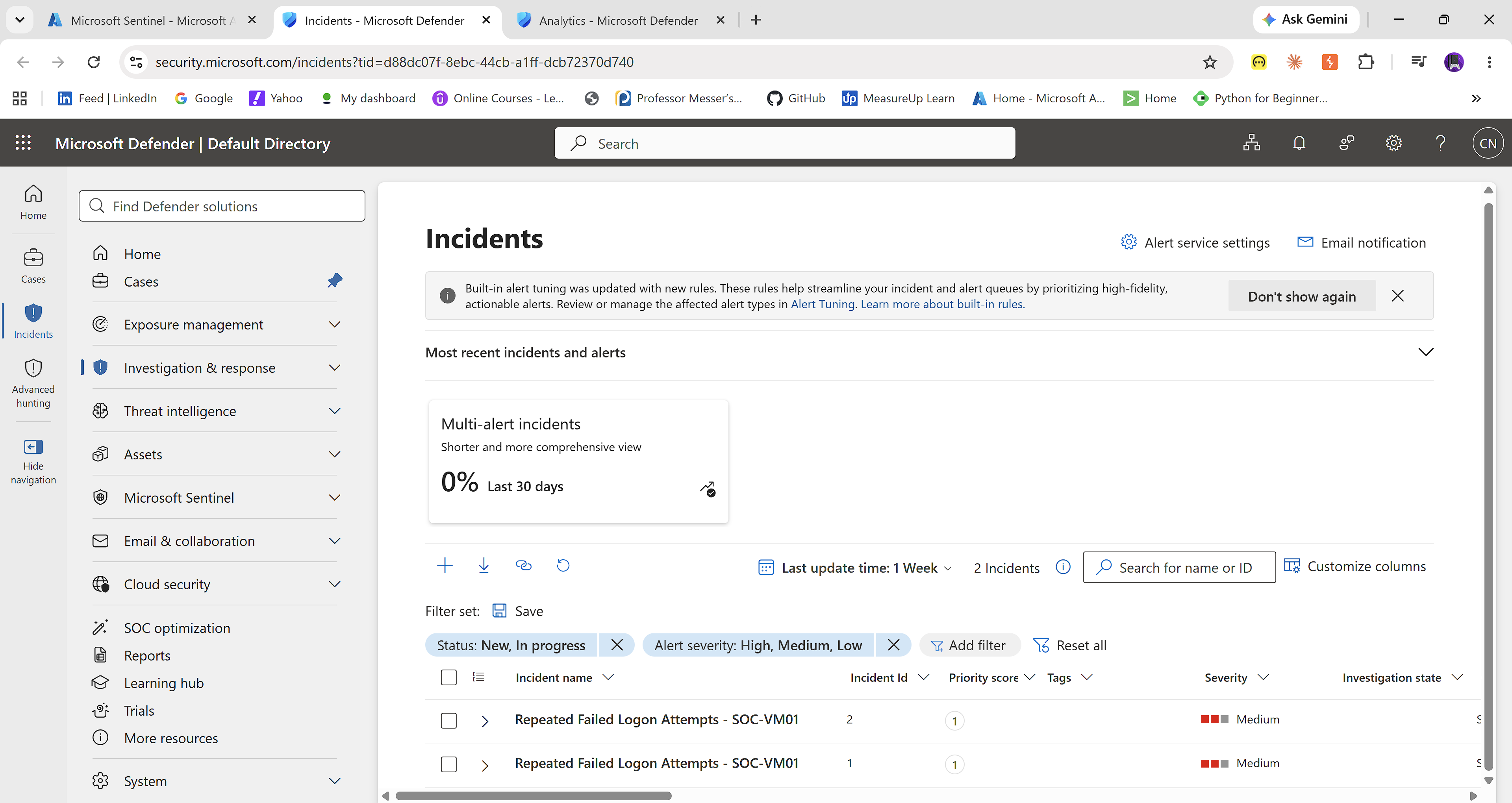 Microsoft Sentinel 事件检测