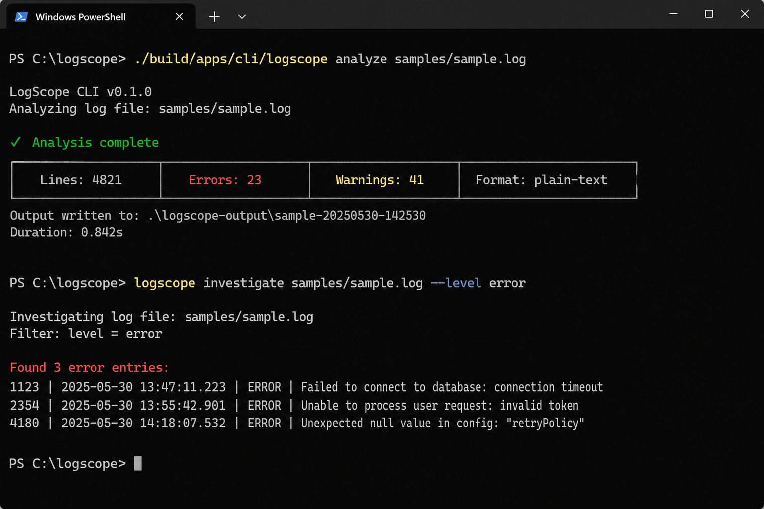 LogScope CLI