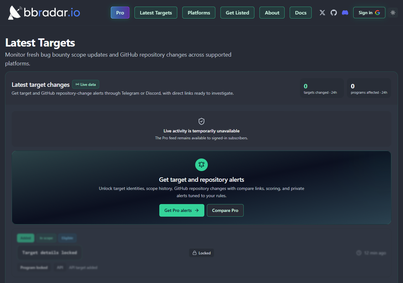 最新目标和 GitHub repository 变动警报 — 深色模式