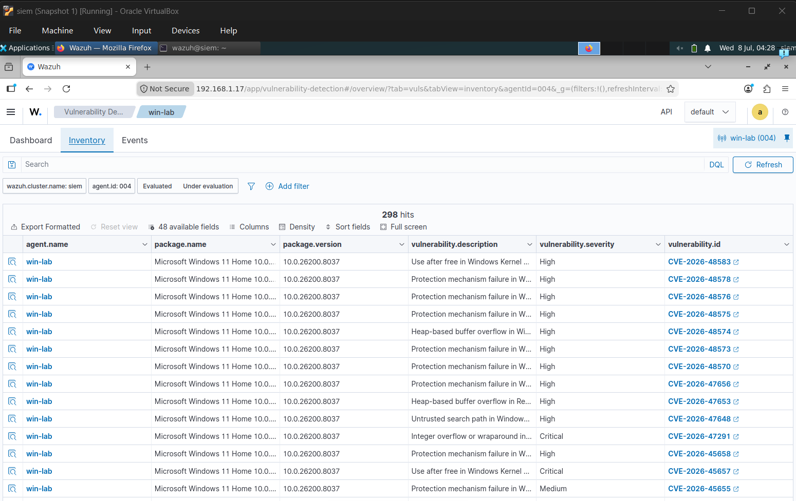 Vulnerability Inventory