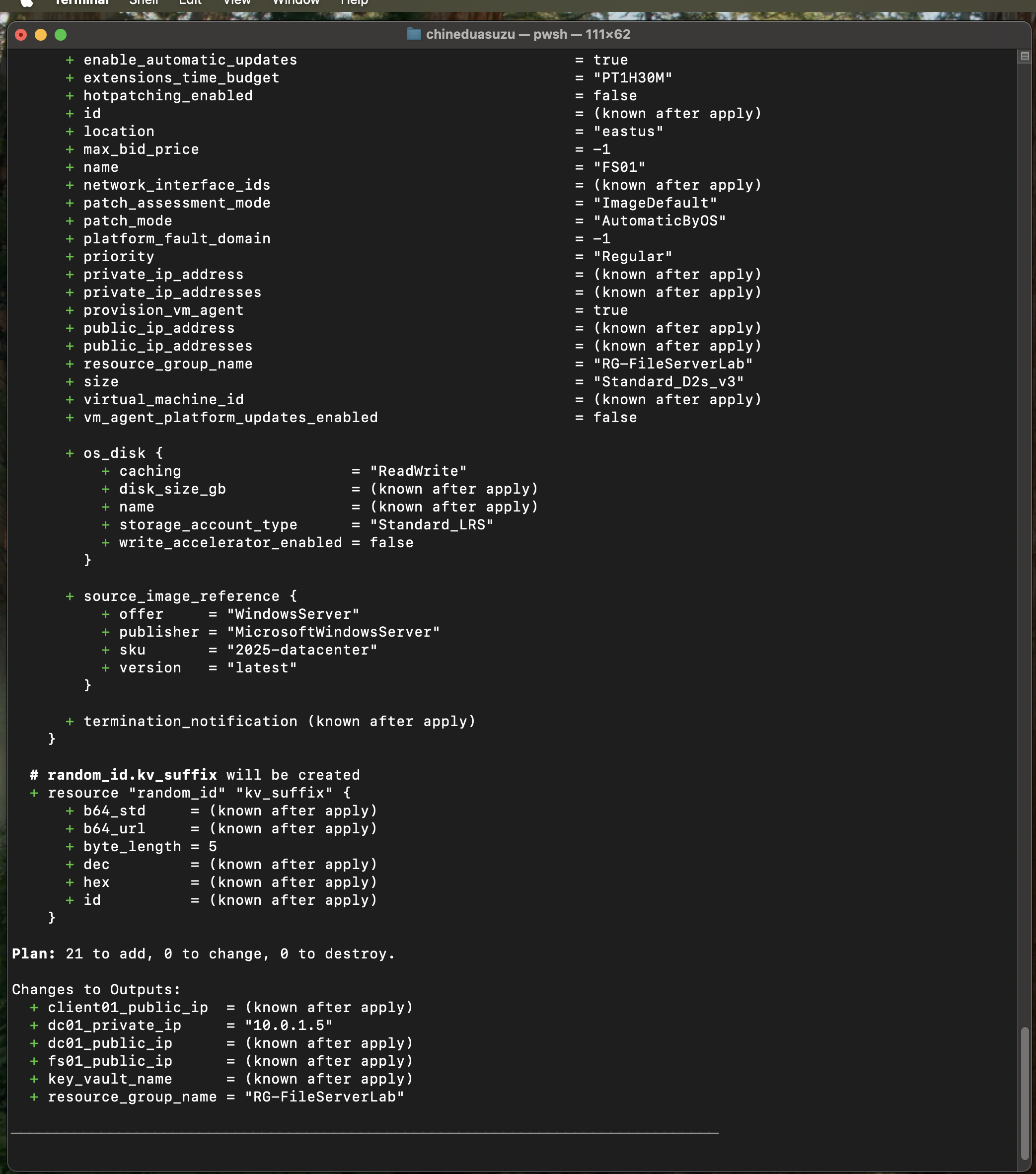 Terraform plan