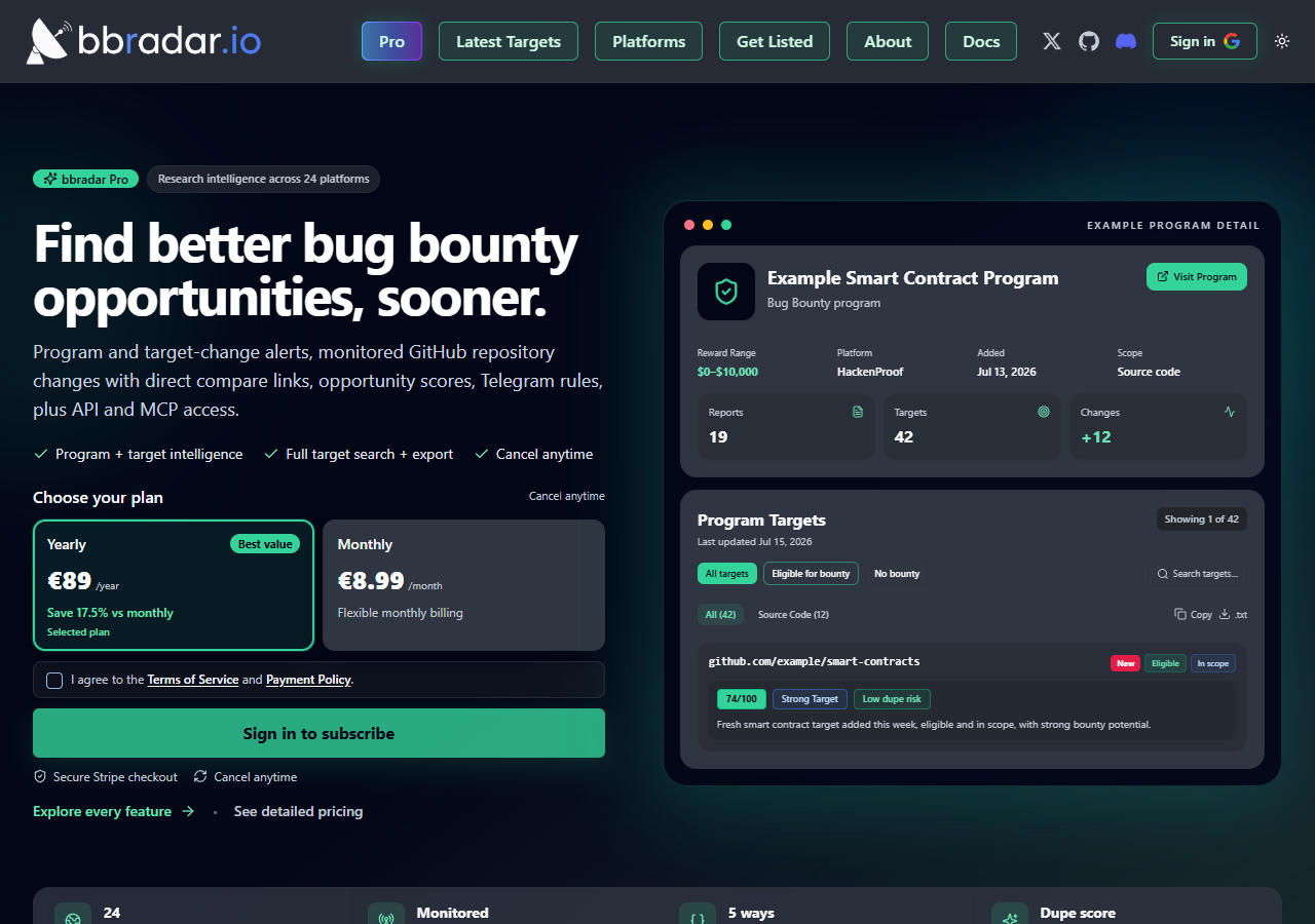 bbradar Pro — 项目和目标机会情报