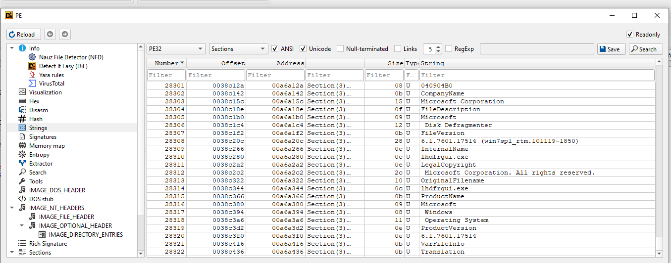 DIE version strings