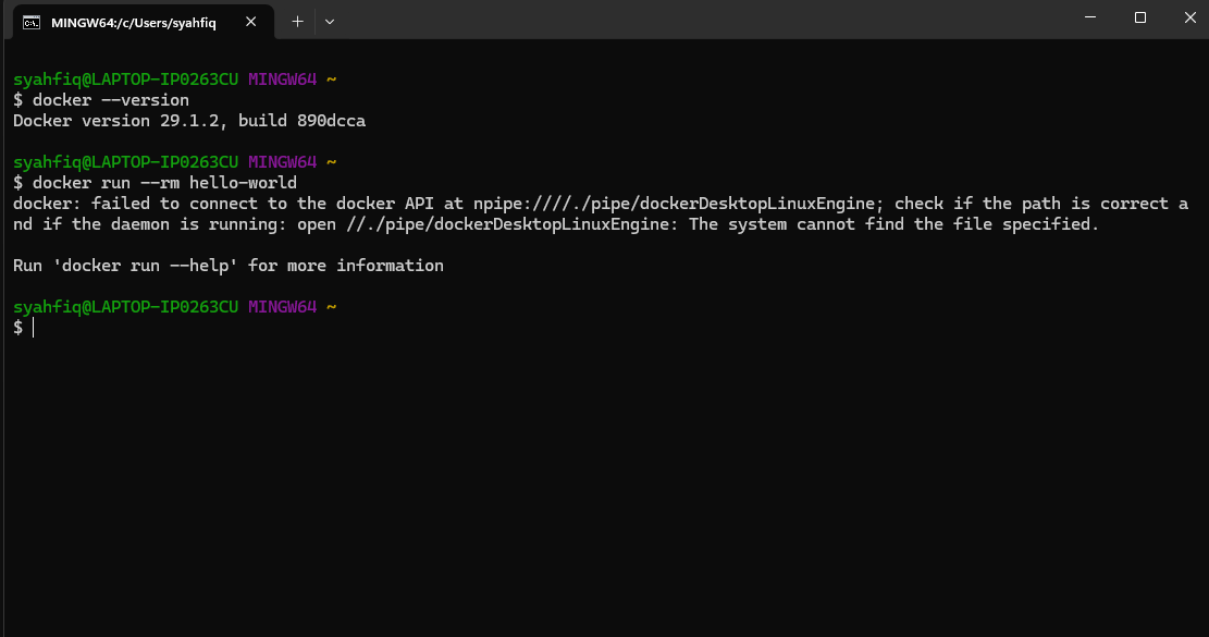 Docker 引擎错误