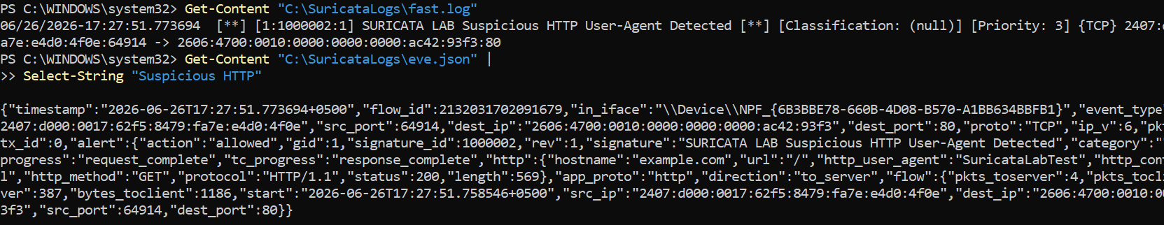HTTP User-Agent 告警验证