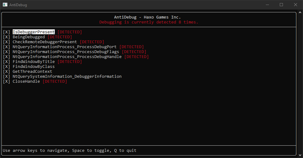 AntiDebug 运行截图。